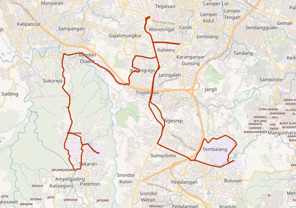 Jalur Rute BRT Semarang ( Trans Semarang ) Koridor 6 (Undip Tembalang — Unnes Sekaran)