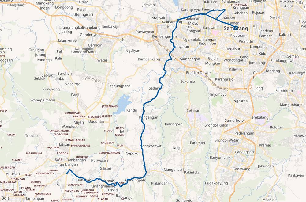 Jalur Rute BRT Semarang ( Trans Semarang ) Koridor 8 (Terminal Cangkiran – Simpang Lima via Gunungpati)