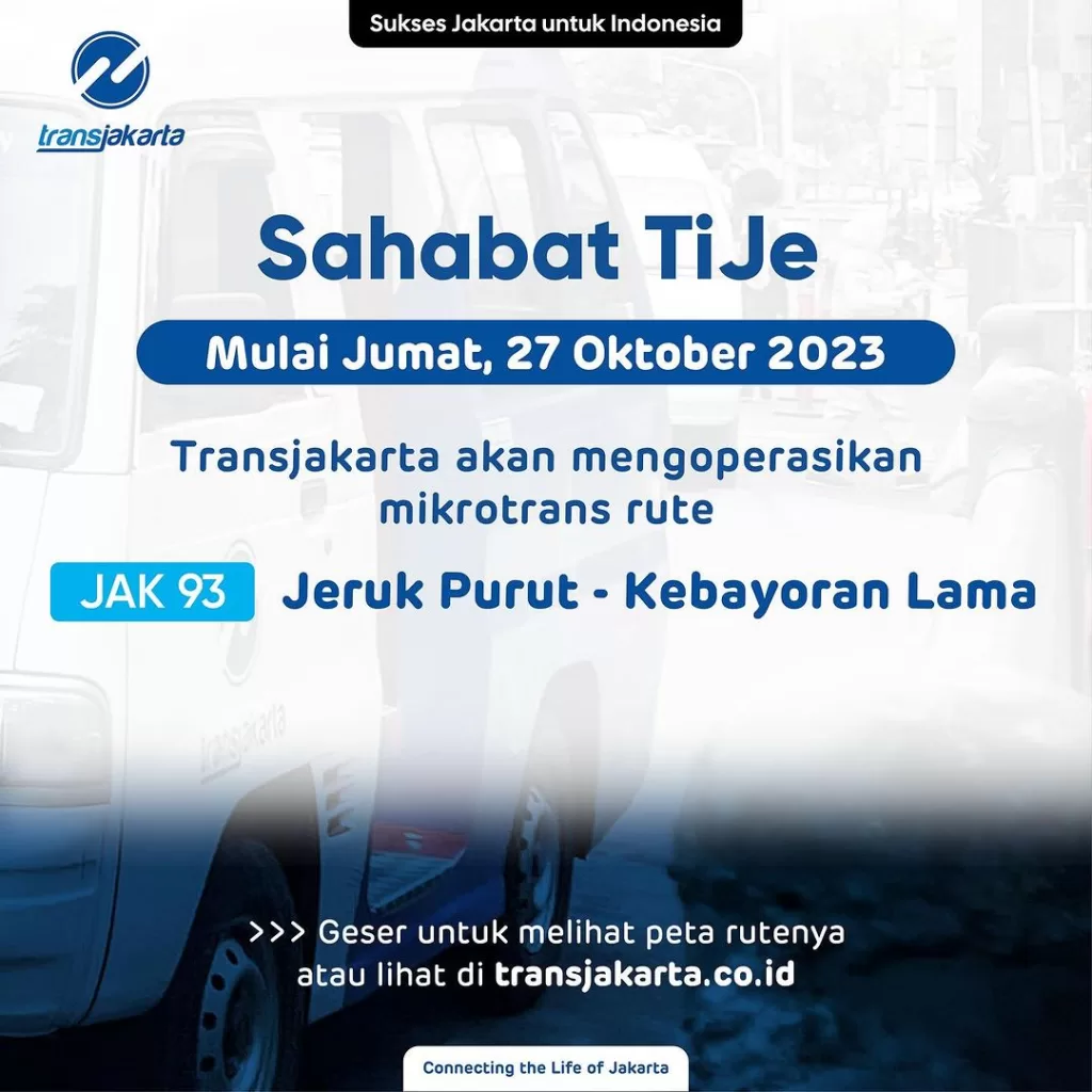 TransJakarta Memperkenalkan Rute Mikrotrans Baru: JAK 93 Jeruk Purut - Kebayoran Lama TransJakarta Memperkenalkan Rute Mikrotrans Baru: JAK 93 Jeruk Purut - Kebayoran Lama